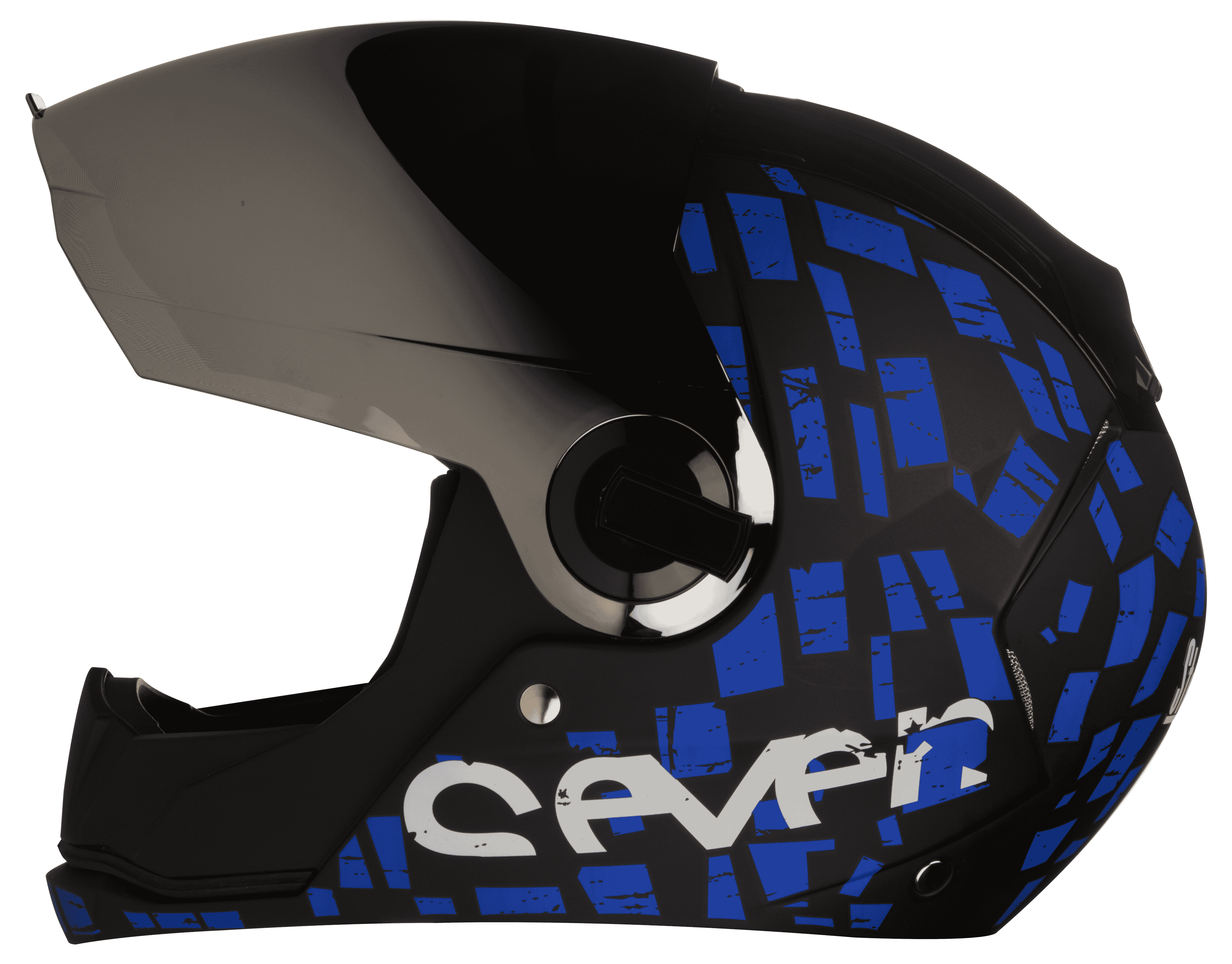 SBA-2 Seven Mat Black With Blue ( Fitted With Clear Visor  Extra Silver Chrome Visor Free)